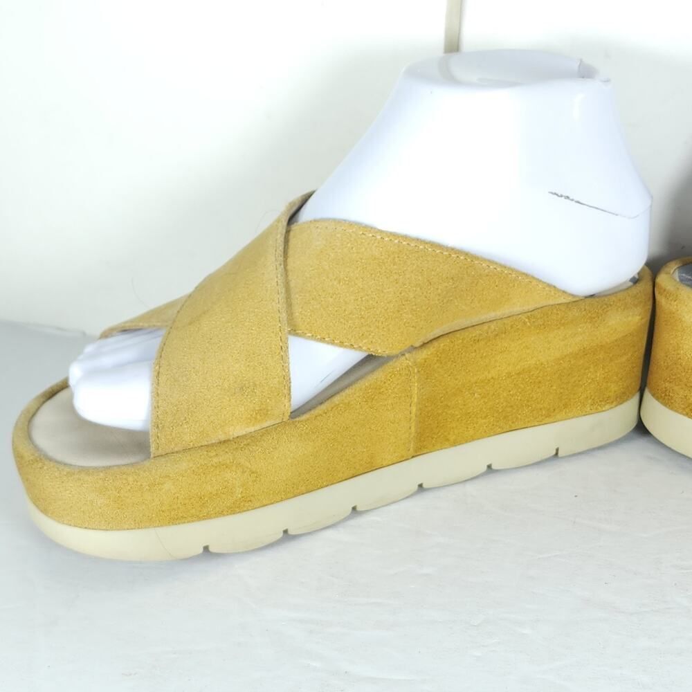 FLY LONDON Women’s Begsfly EU37 US6,5 Yellow Suede Platform Wedge Sandals - Picture 7 of 16
